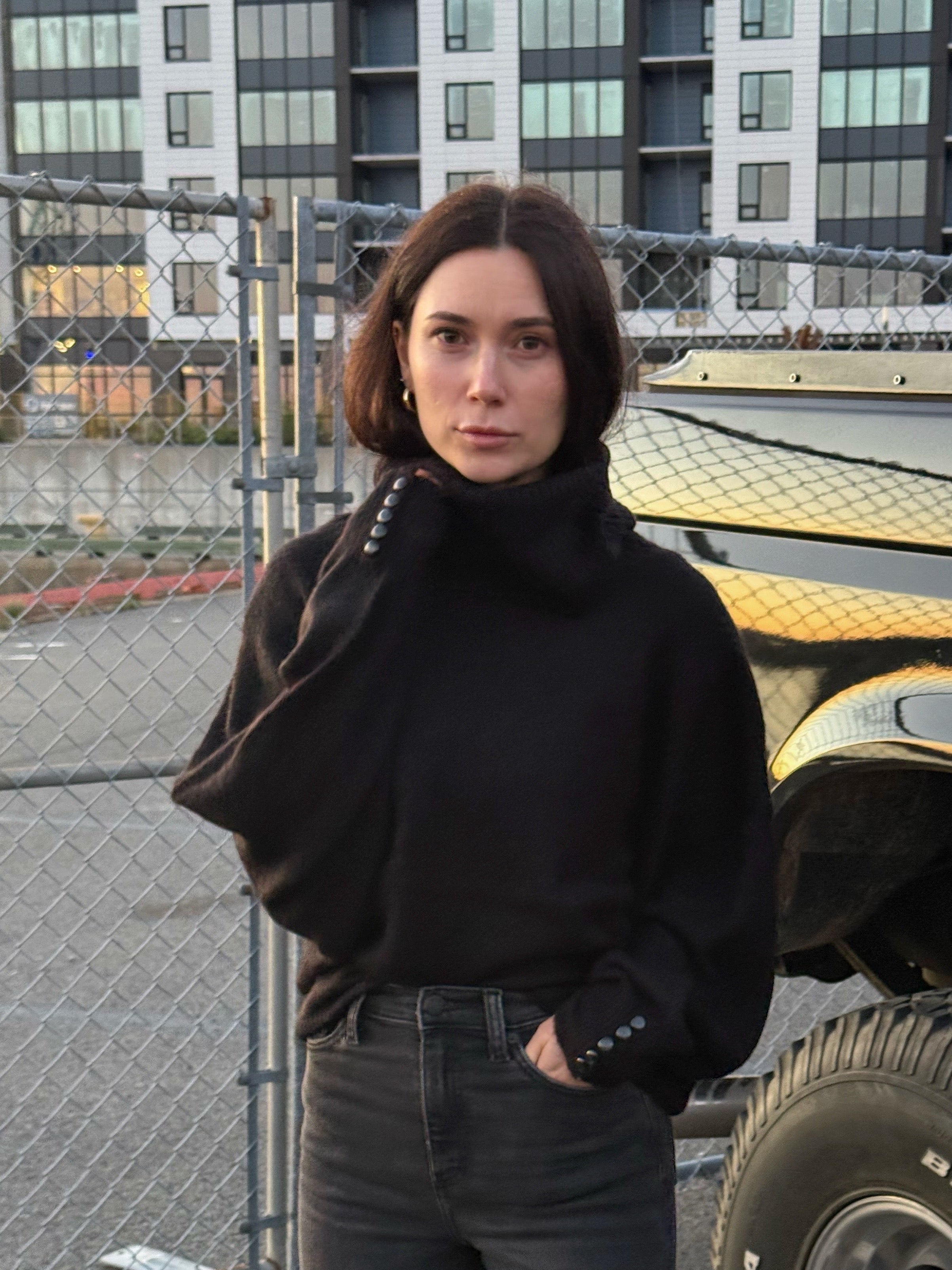 Sutton Cowl Neck Sweater- Black