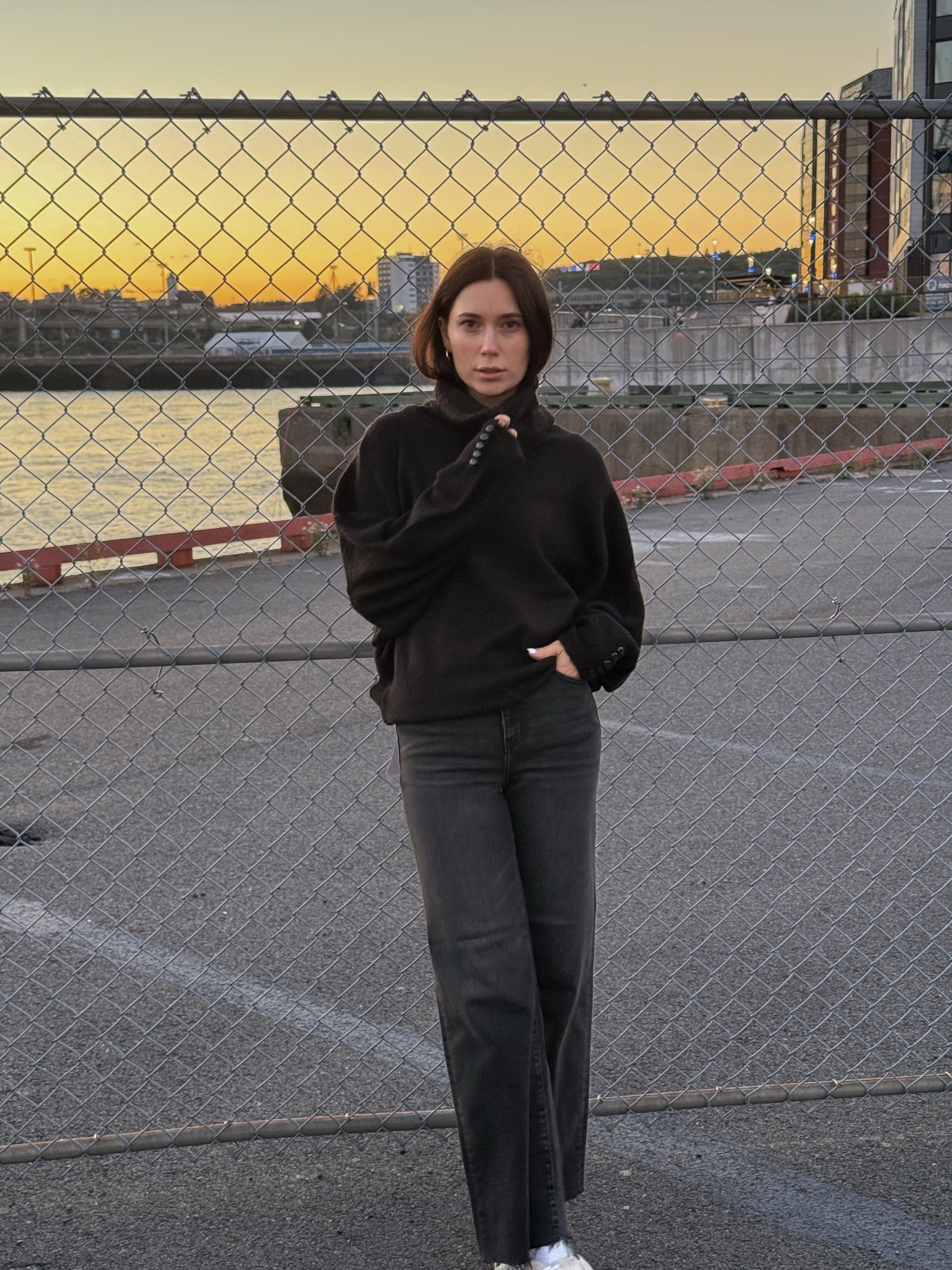 Sutton Cowl Neck Sweater- Black