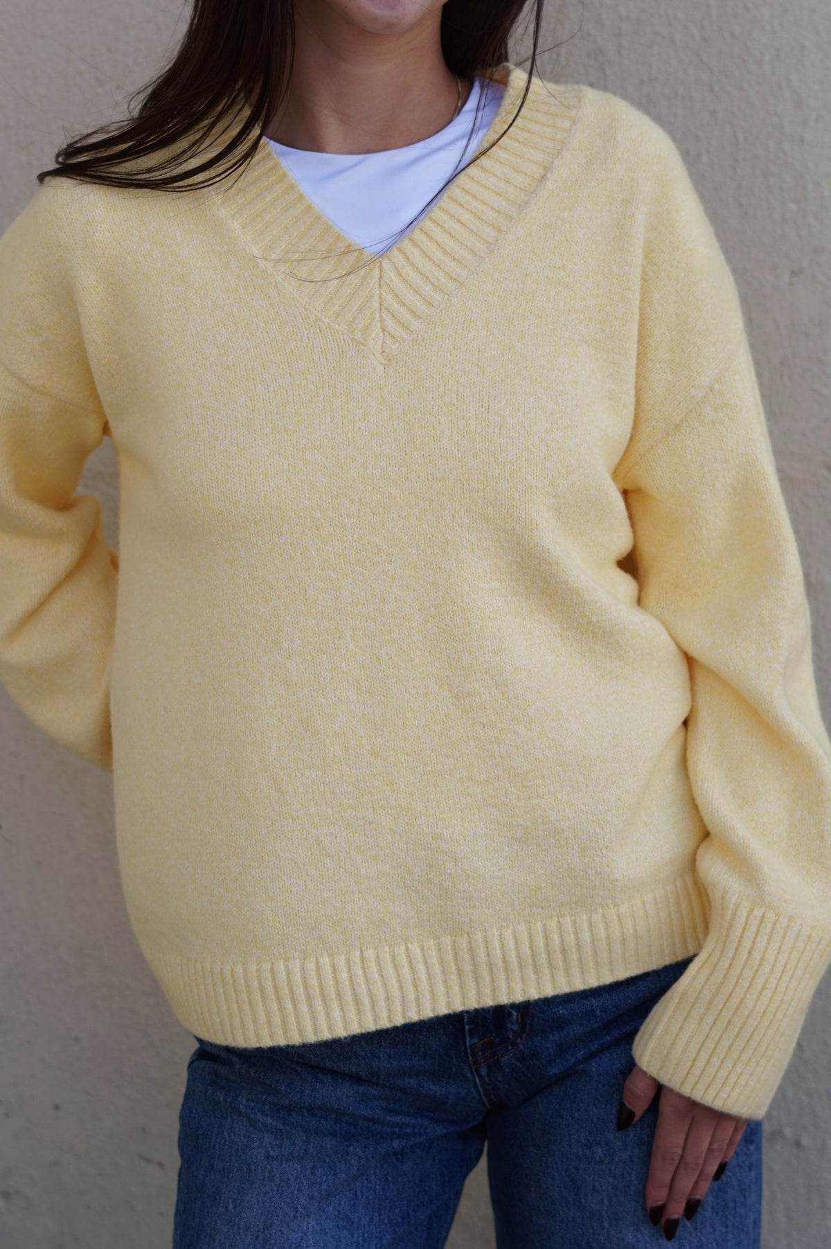 Hollis VNeck Sweater- Butter Yellow