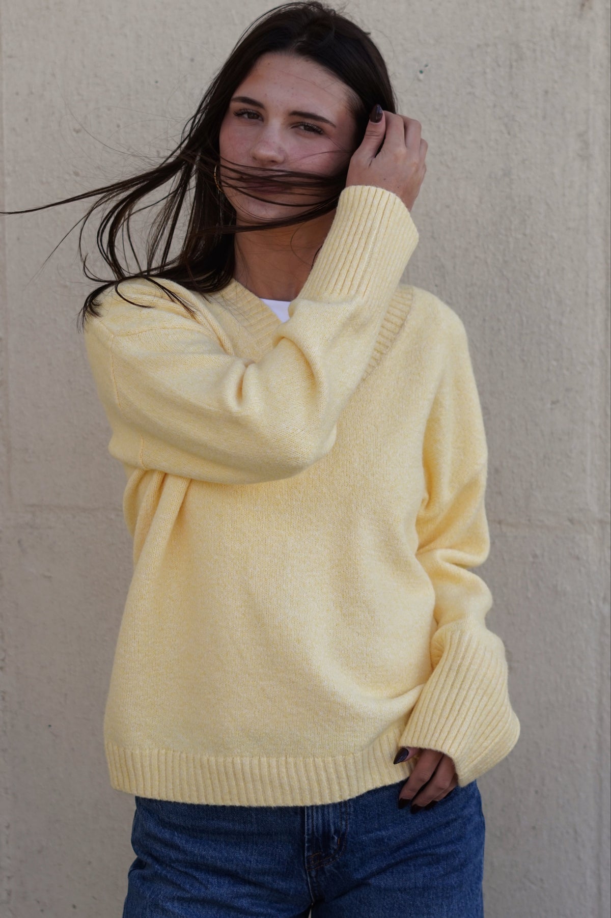 Hollis VNeck Sweater- Butter Yellow