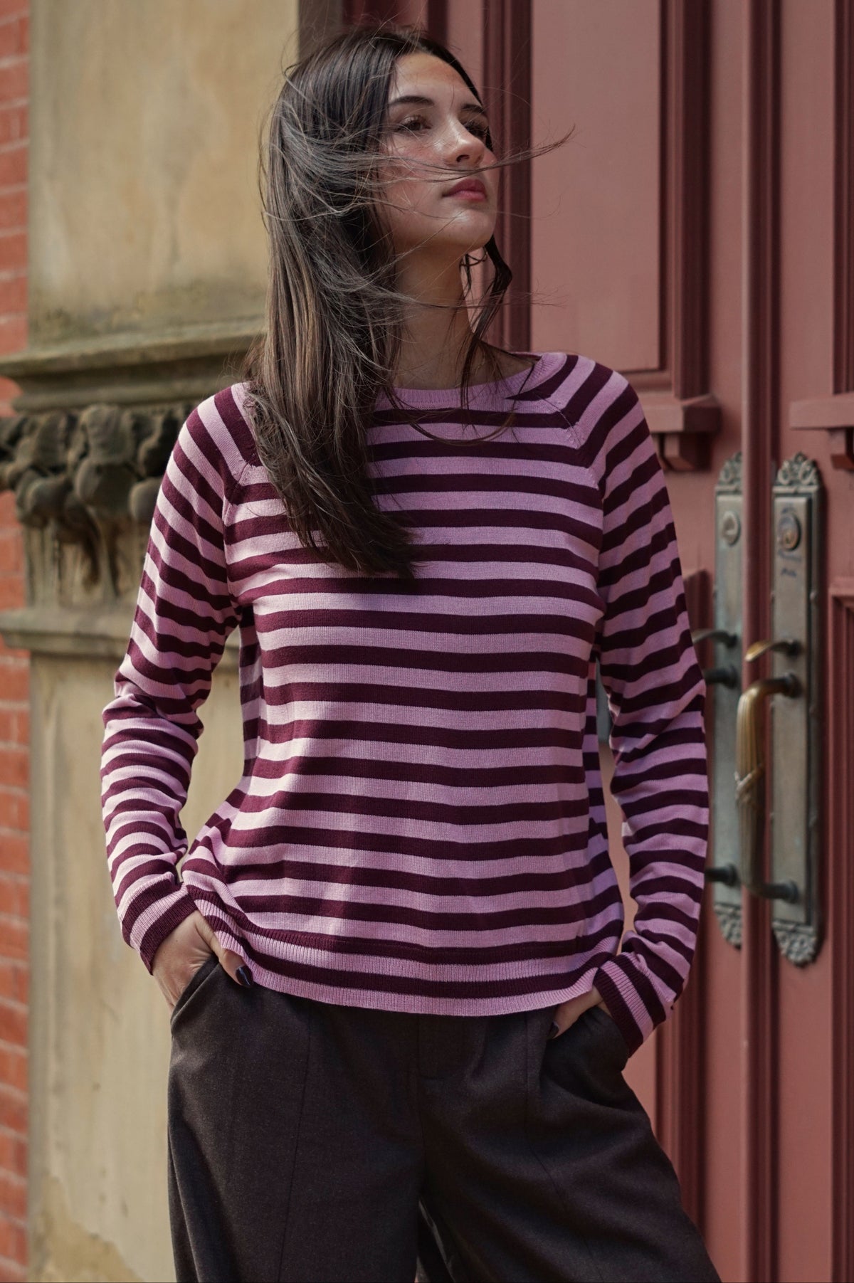 Deauville Stripe Top- Berry