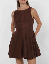 SUEDE FIT AND FLARE DRESS, SADIE AND SAGE 