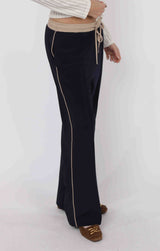 contrast piping trousers, relaxed fit womens pants