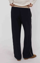 elevated casual pants, navy wide leg bottoms