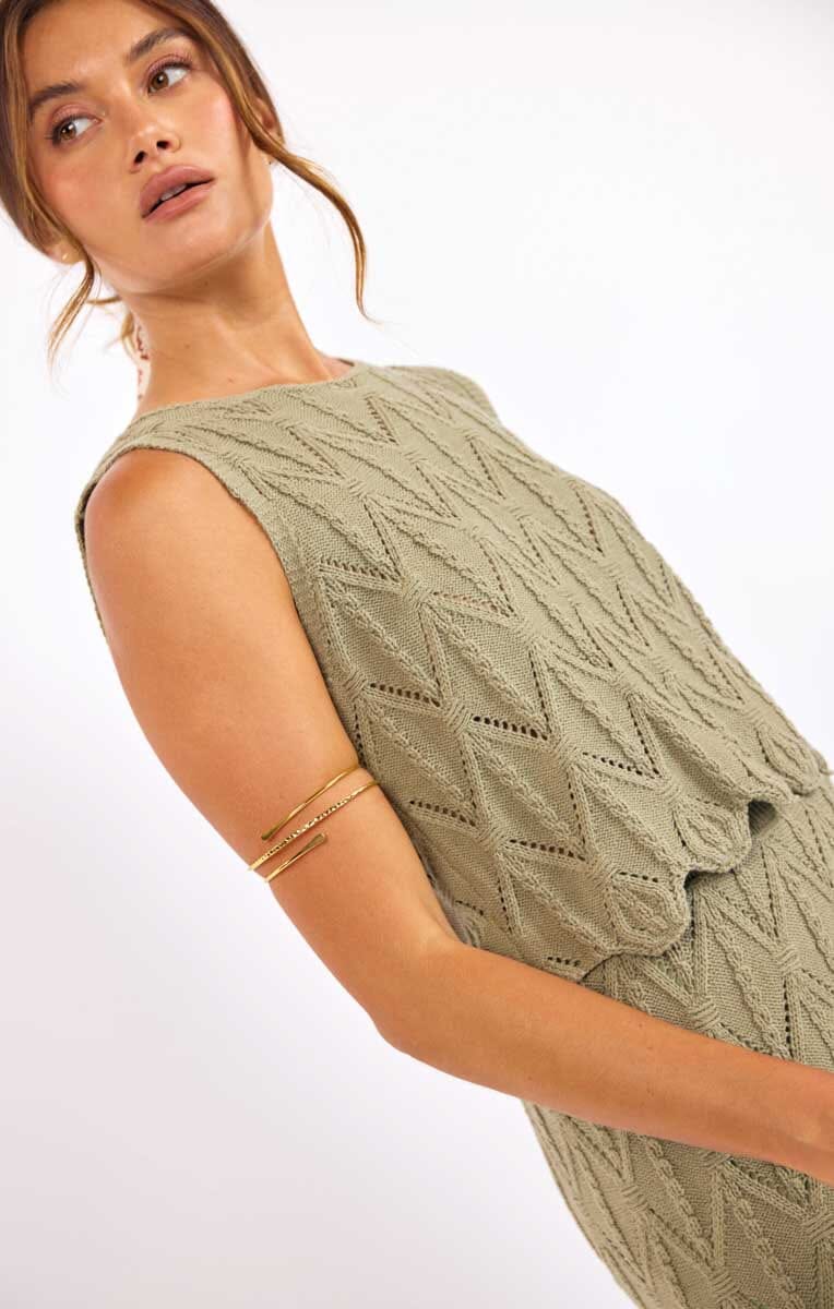 SAGE KNIT TANK Top, SADIE AND SAGE, sage knit tank women, sleeveless knit top women, textured knit tank women, sage green tank top women, lightweight knit tank women