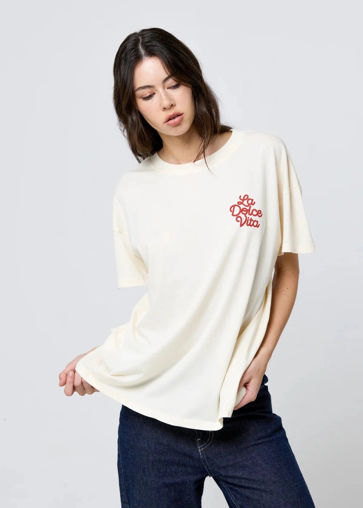 neutral oversized tee women, statement graphic tee women, comfortable loose t shirt women, everyday graphic tee women