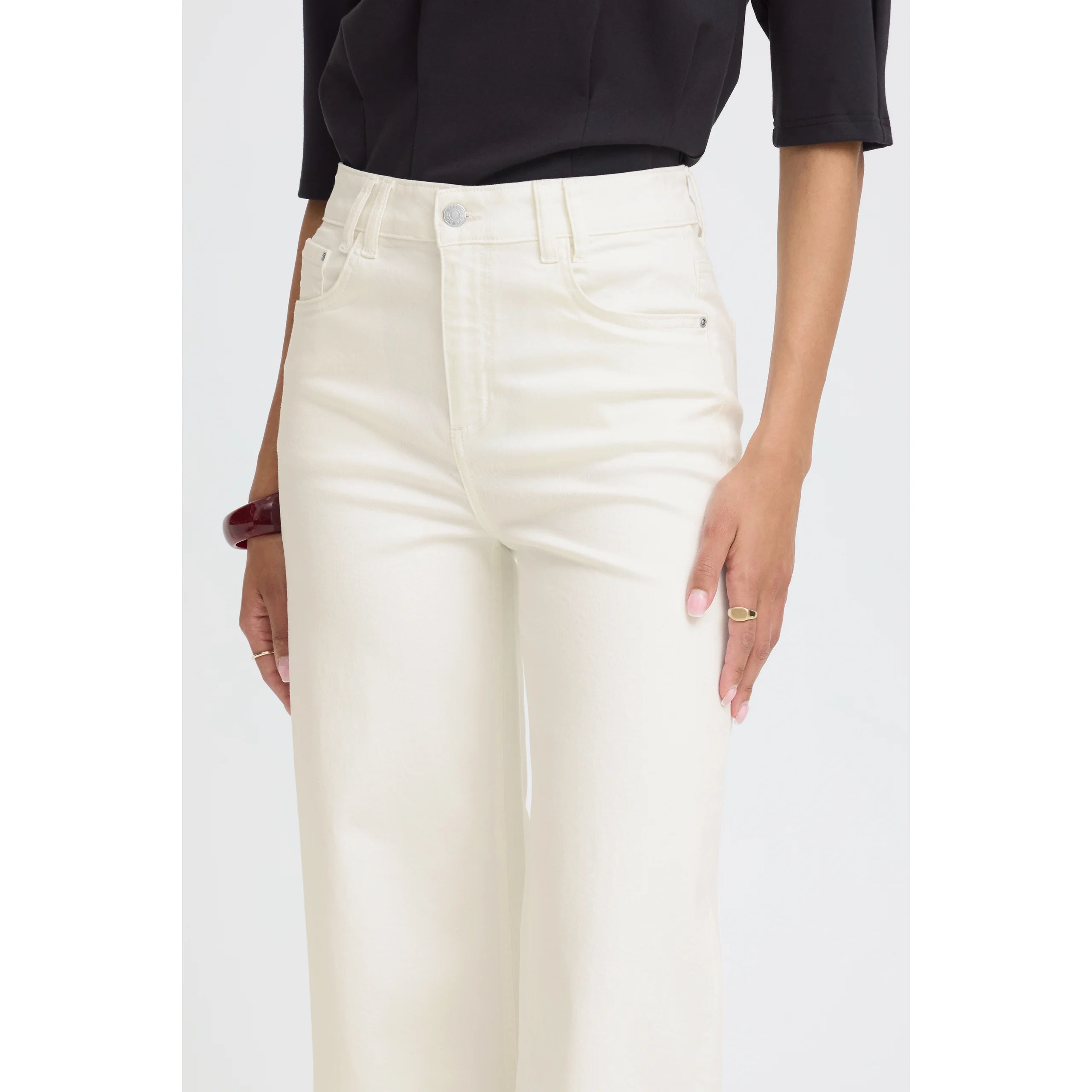 CREAM HIGH WAISTED STRAIGHT LEG CROP JEANS