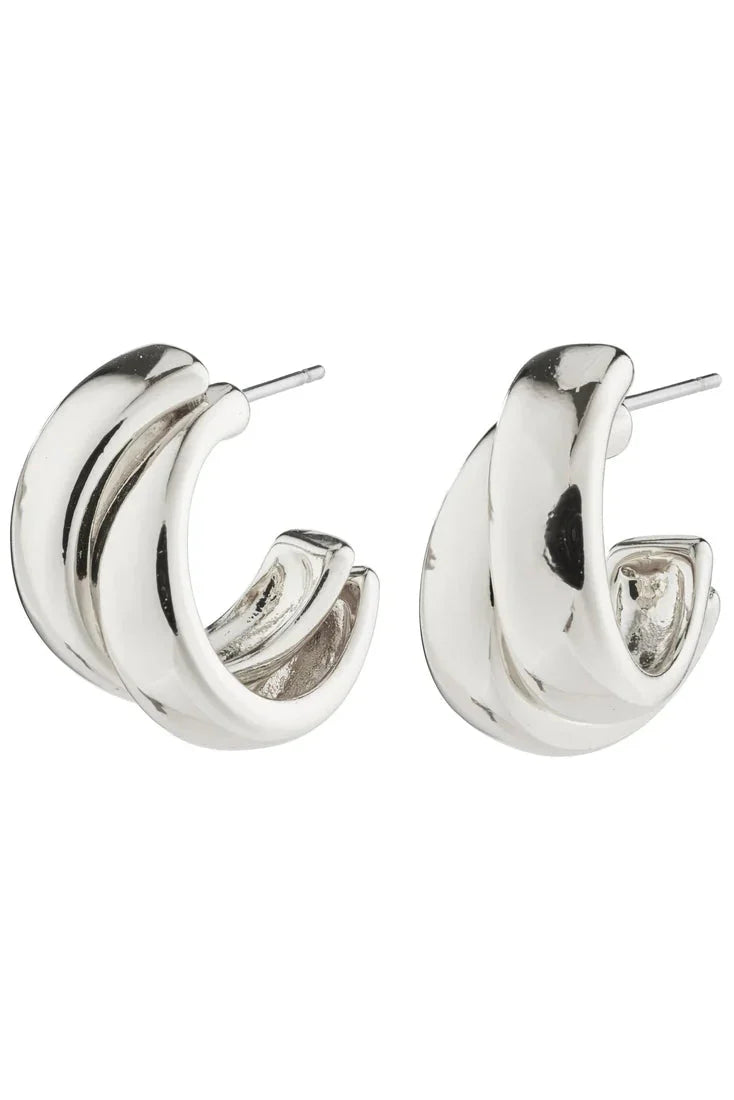 silver plated jewelry, trendy hoop earrings, thick silver hoops, minimalist silver earrings, silver earrings for everyday wear, ladies silver hoop earrings