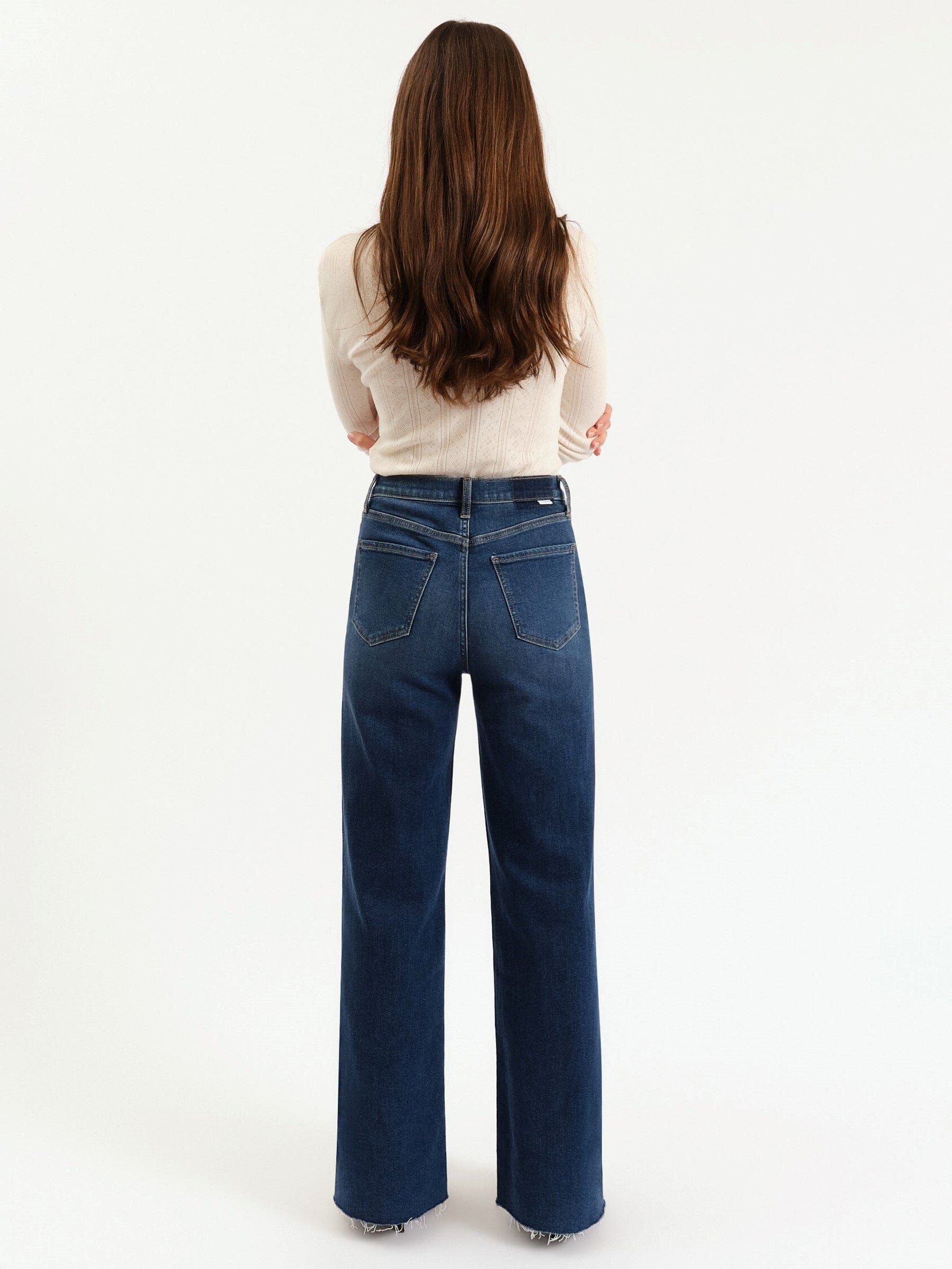 wide leg high rise denim