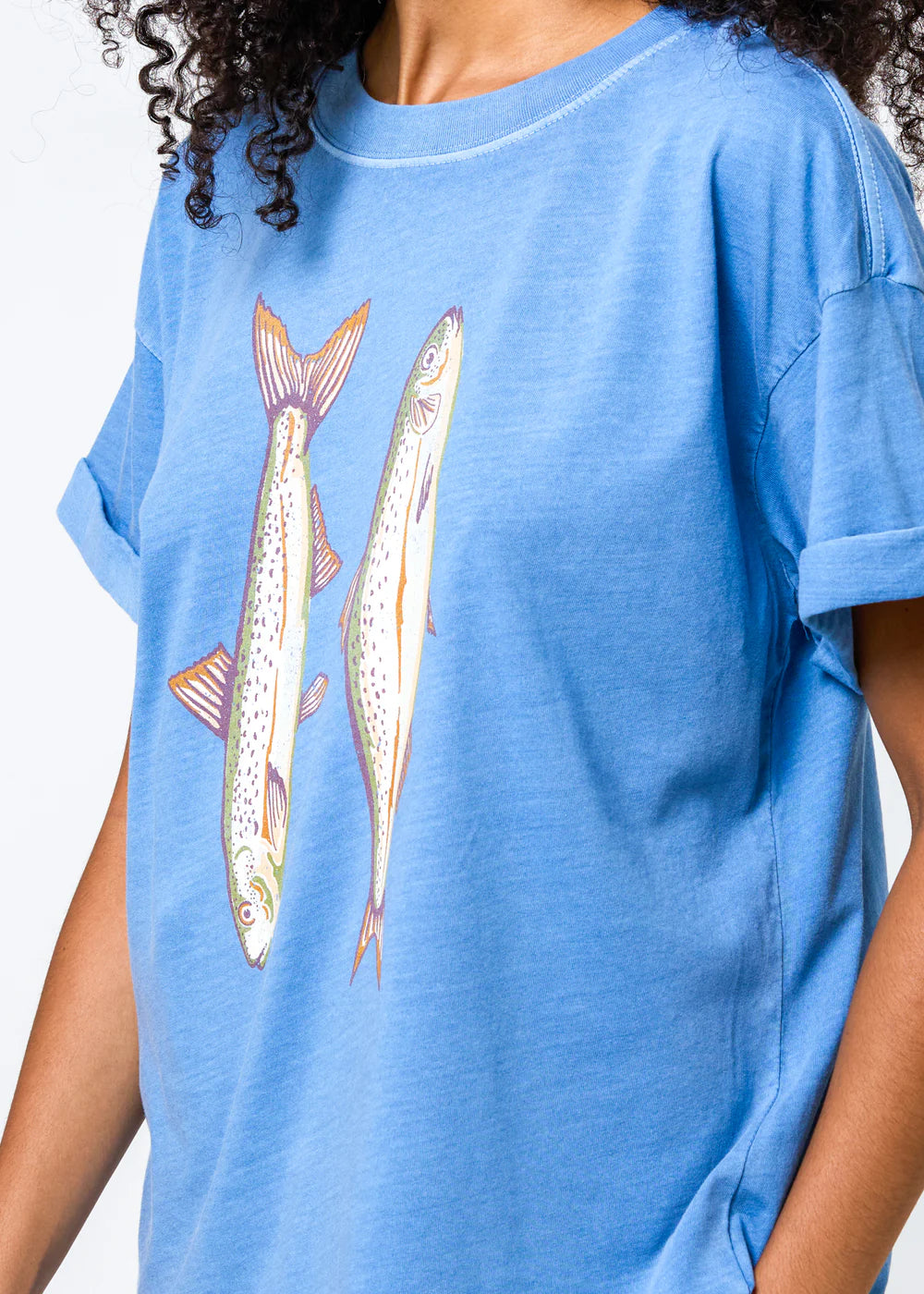 GIRL DANGEROUS, oversized graphic tee outfit, cool girl casual t shirt, soft cotton blue tee women, everyday statement tee
