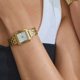 VOYAGER CIDER GOLD WATCH, PILGRIM, minimalist gold square dial watch, everyday gold accessory