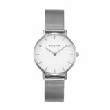 Pilgrim steel watch, minimalist silver mesh watch
