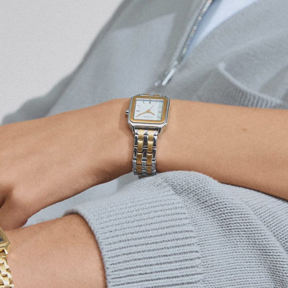 VOYAGER BRACE MIX METAL WATCH, PILGRIM, modern classic watch, minimalist mixed metal timepiece