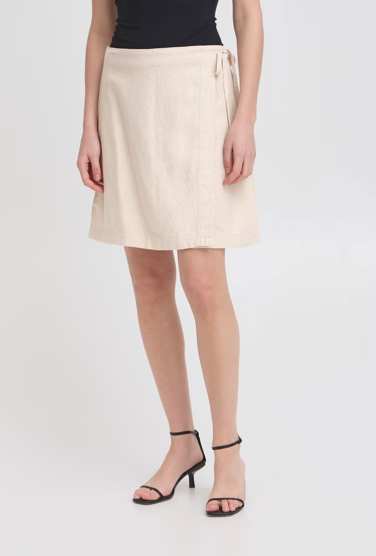 NATURAL ECRU LINEN SKIRT Top ICHI 