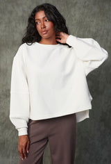 OTTOMAN SOFT KNIT SWEATER,  RD STYLE, textured white pullover