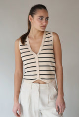 STRIPE VEST WITH BUTTONS Top DELUC 