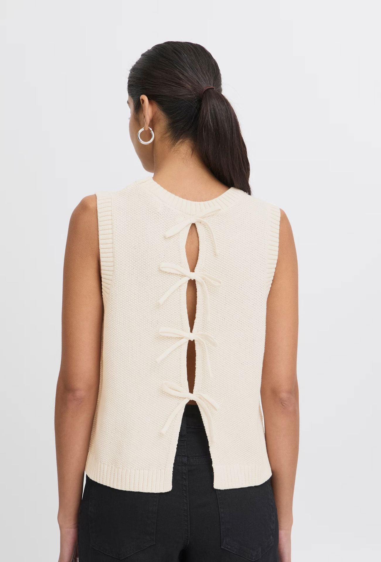 REVERSIBLE TIE BACK KNIT TOP (BIRCH) Top ICHI 