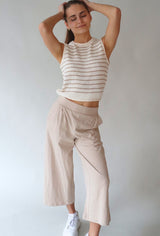 SLEEVELESS KNITTED STRIPED TOP (CREAM &TAN) Top RD STYLE 