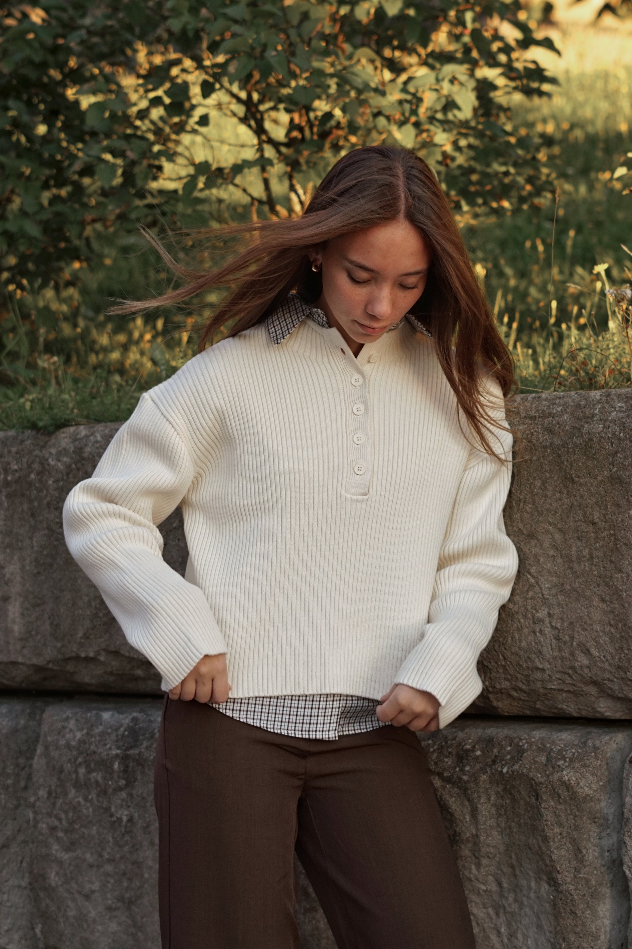 Hadley Button-Neck Sweater- birch