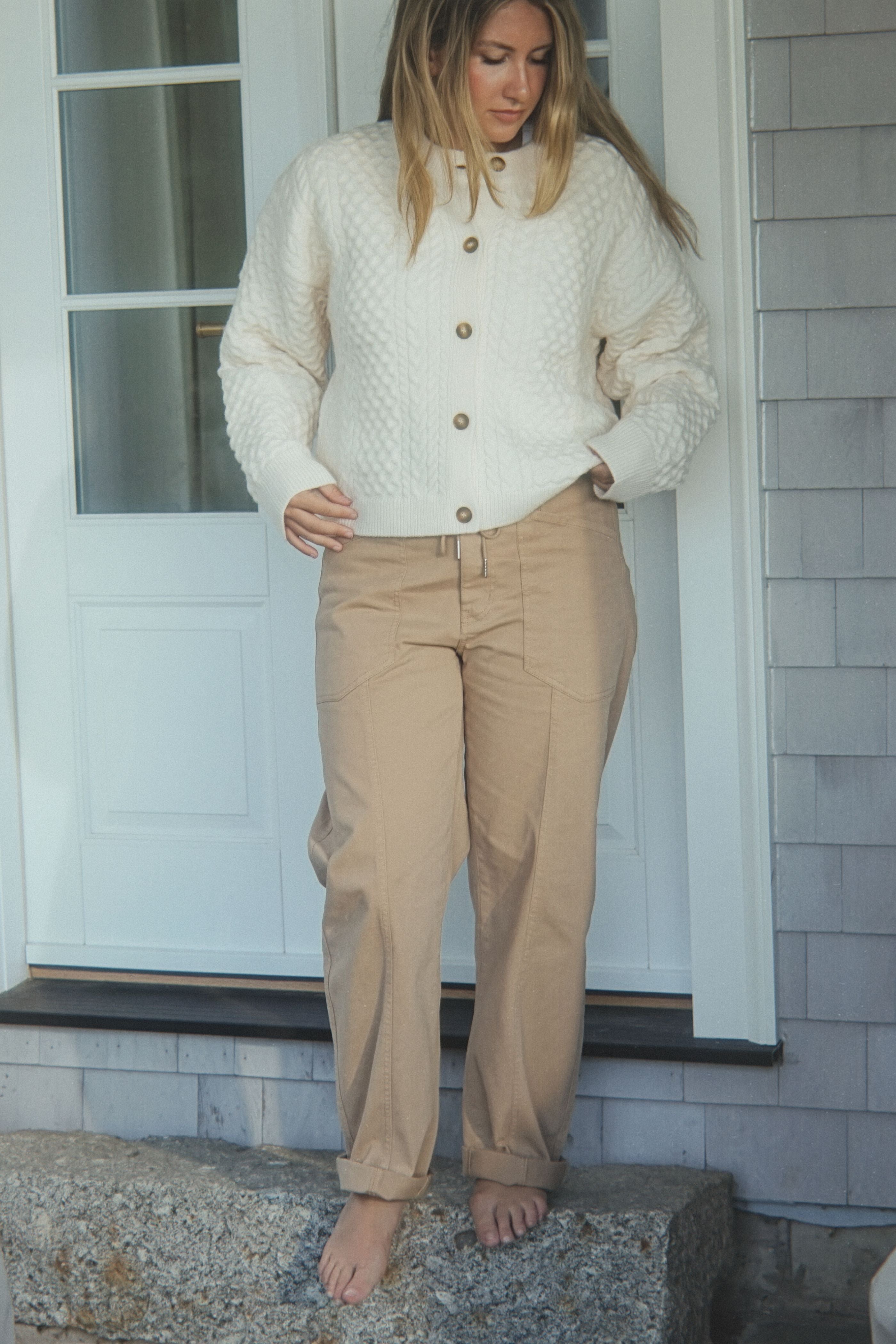 VILLA DRAWSTRING BARREL JEAN- LATTE