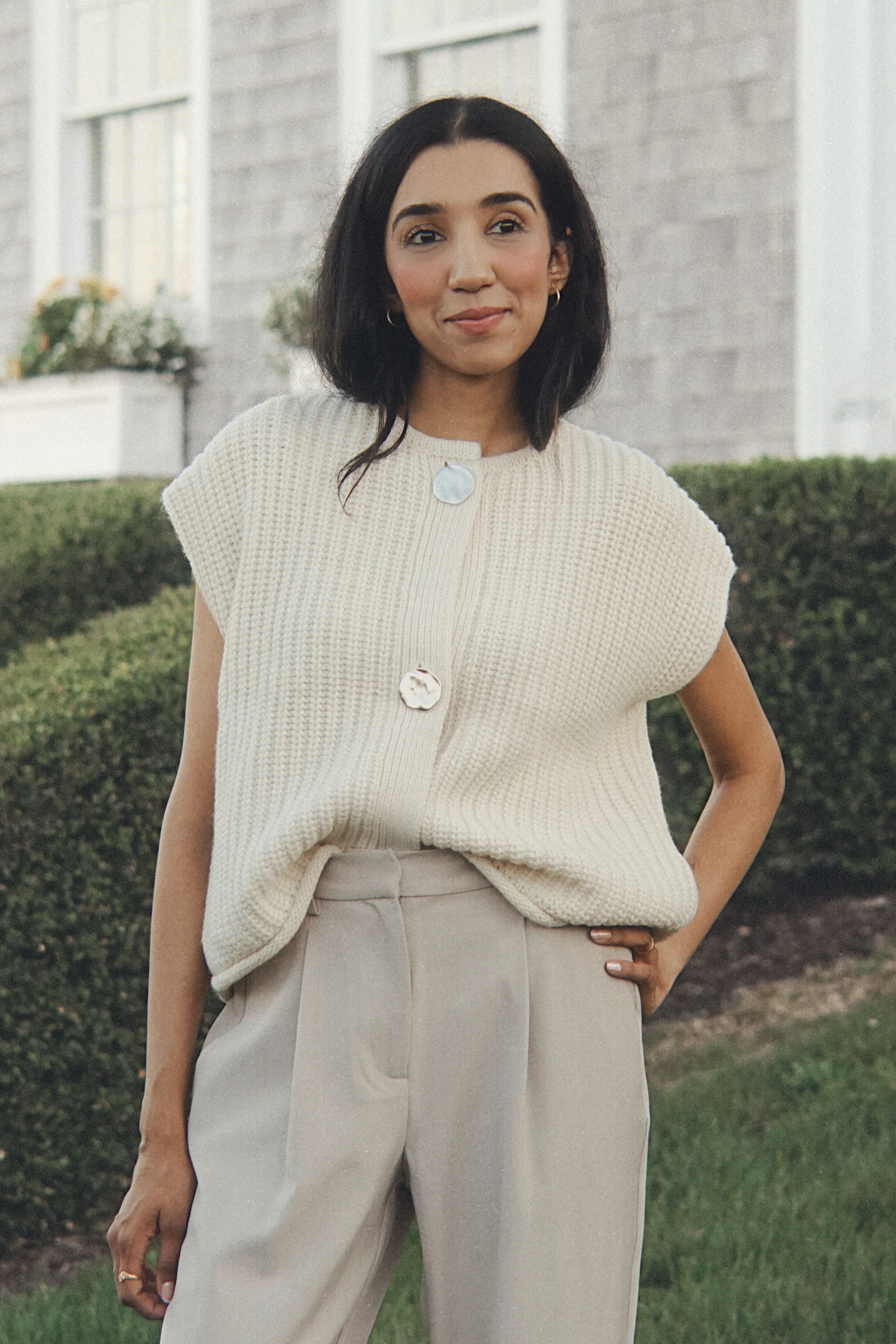 The Ellery Button Vest- Birch