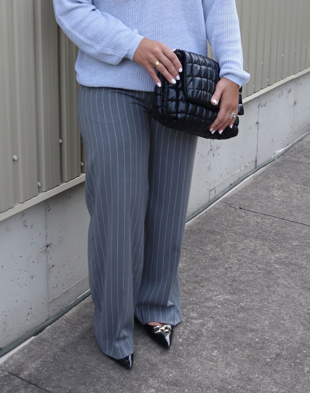 GREY PINSTRIPE TROUSERS PANT DELUC 