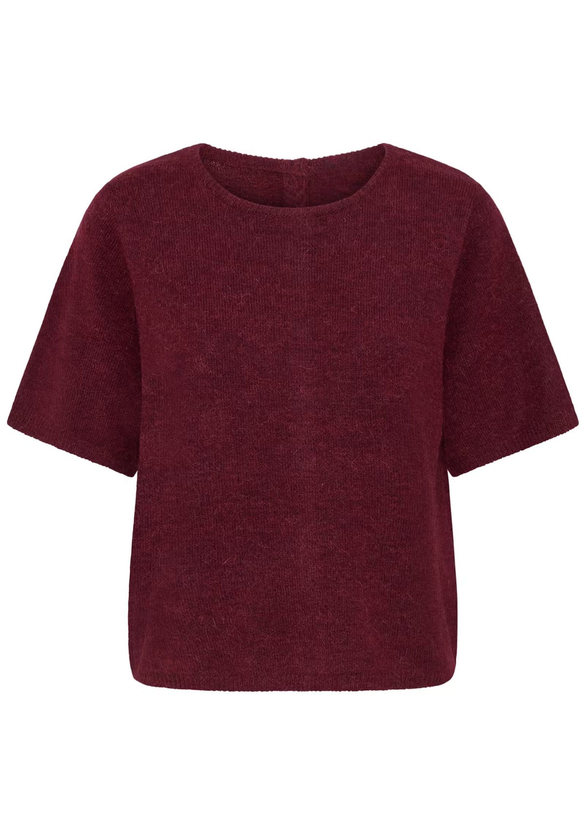 BACK BUTTON KNIT TEE (BURGUNDY)