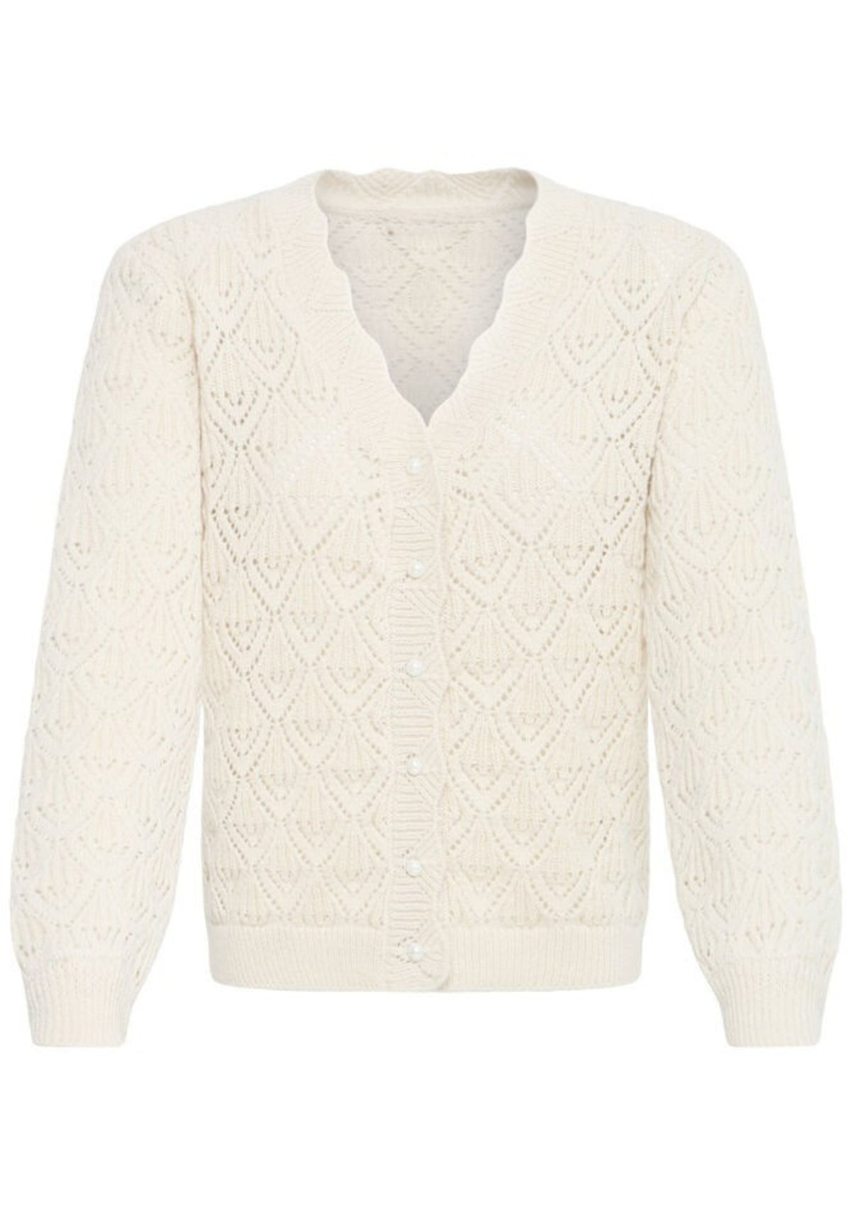 CREAM POINTELLE CARDIGAN
