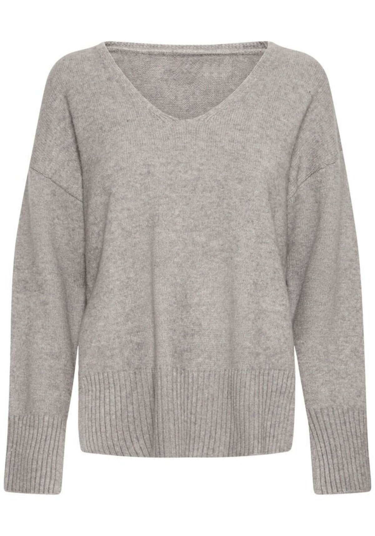 SOFT VNECK SWEATER (GREY)