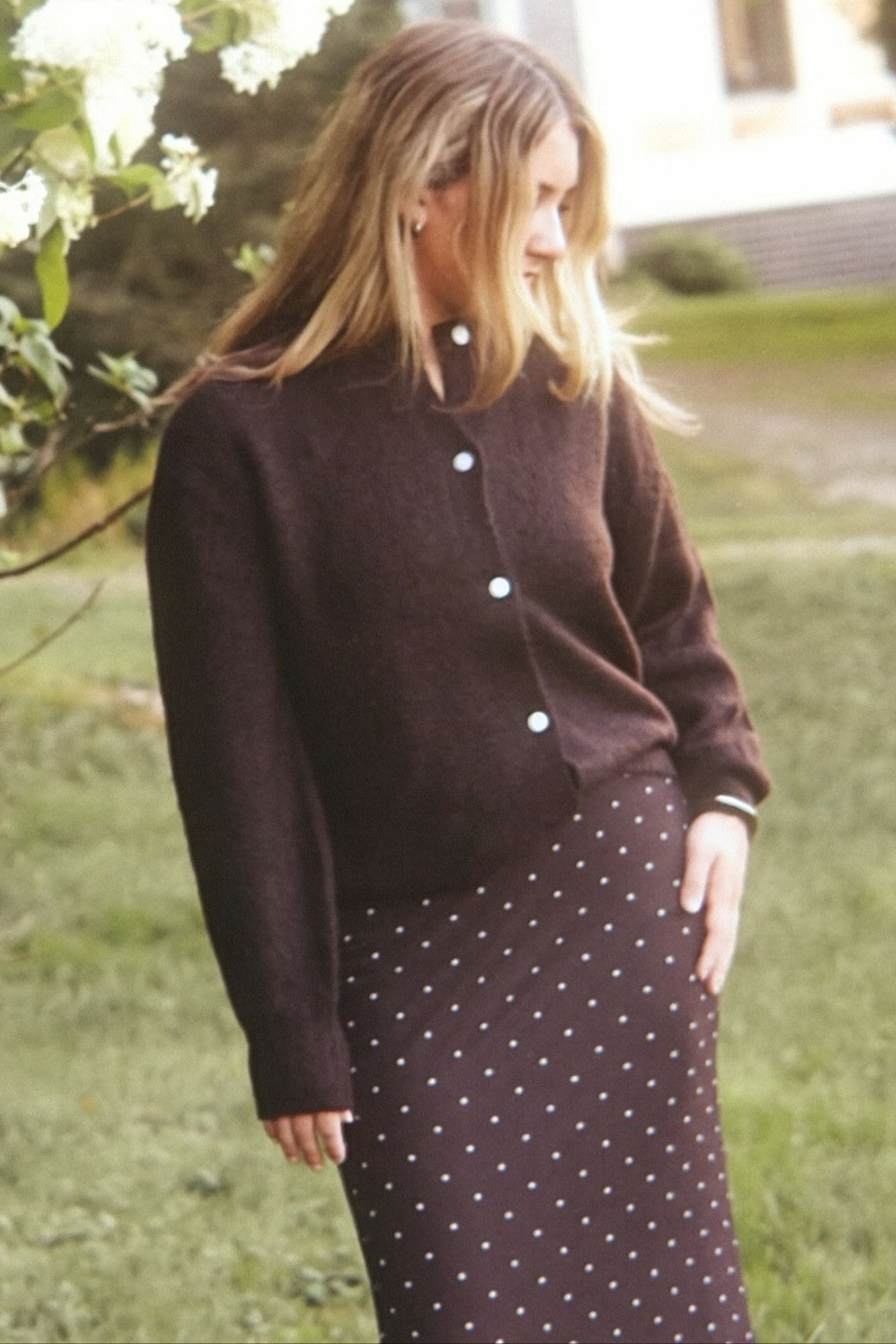 MARGOT ALPACA BLEND CARDIGAN- BROWN