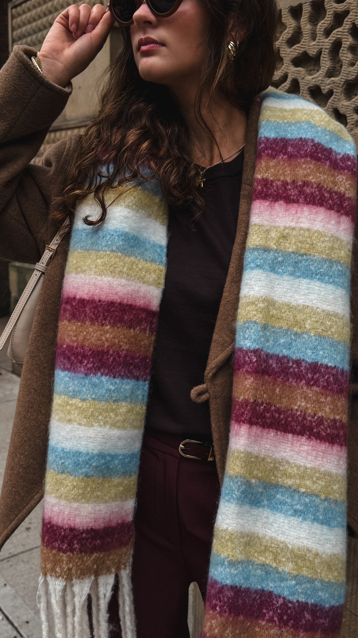 MARLOWE STRIPE SCARF- SOFT MULTI