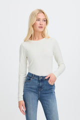 PAMILA OFF WHITE LONG SLEEVE TOP, B YOUNG 