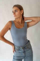 BLUE DOUBLE LINED SMOOTHING TANK Top SECOND SKIN 