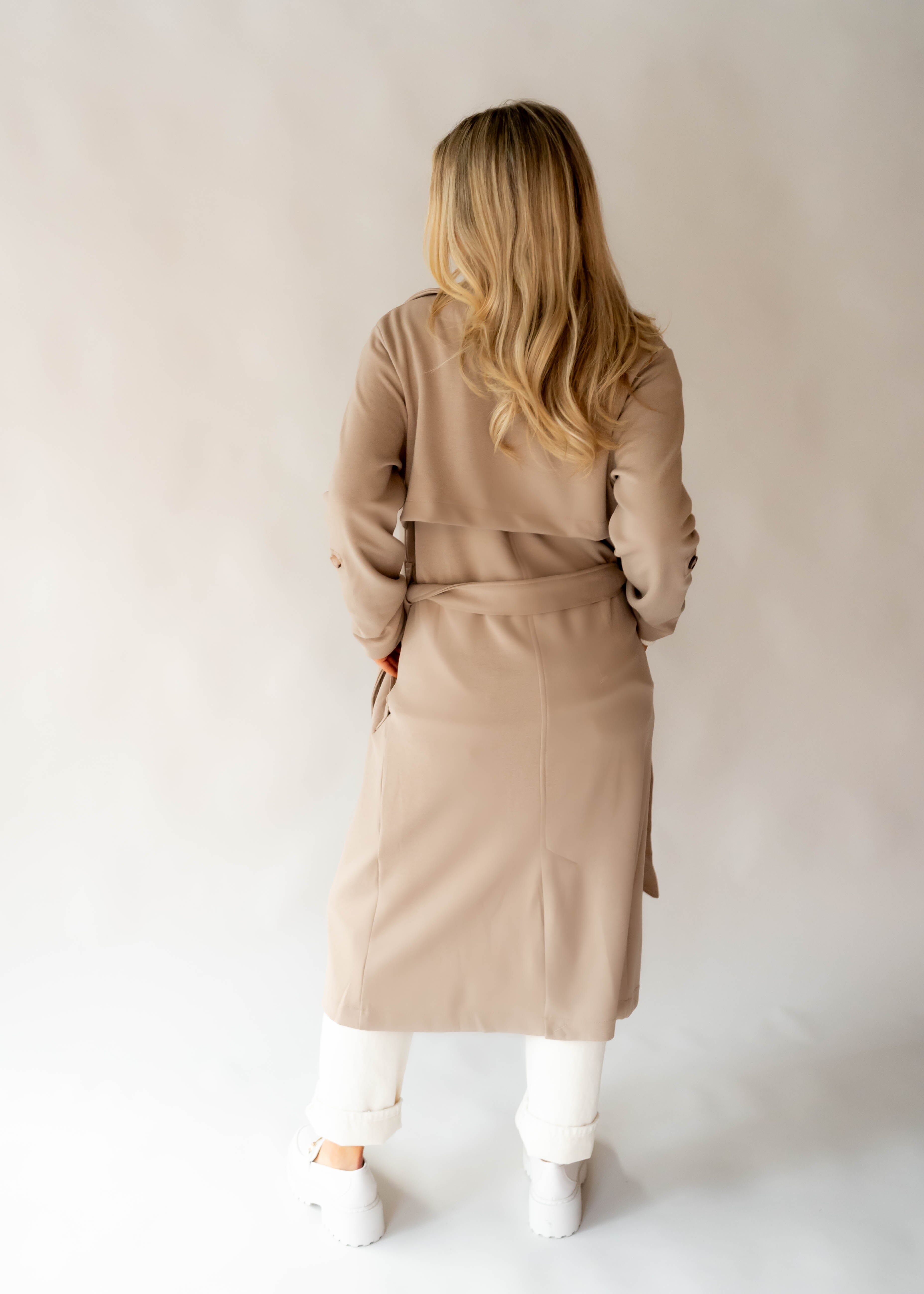 TAUPE DOUBLE BREASTED TRENCH Jacket Dex 
