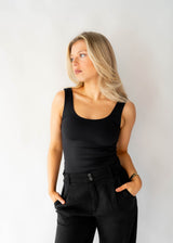 BLACK DOUBLE LINED SMOOTHING TANK Top SECOND SKIN 