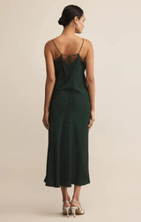 women’s satin slip outfit, green party dress