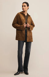 soft suede button coat