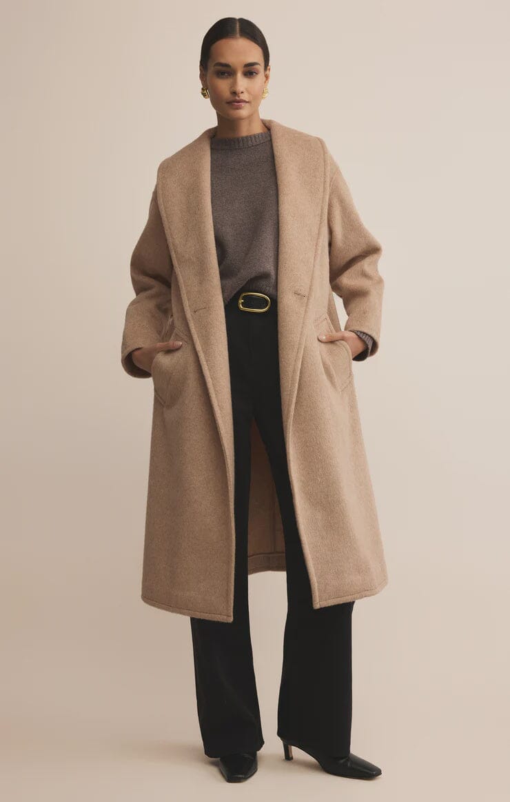 SIGNATURE LUXE COAT, z supply, camel long coat