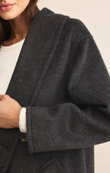 signature luxe coat, warm grey long coat