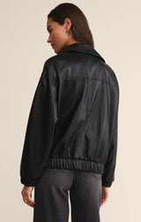 black vegan leather jacket, faux leather bomber