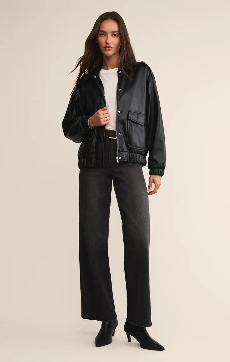 vegan moto jacket, relaxed fit leather jacket