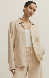 z supply, neutral jacket women, lightweight beige jacket, casual layering jacket