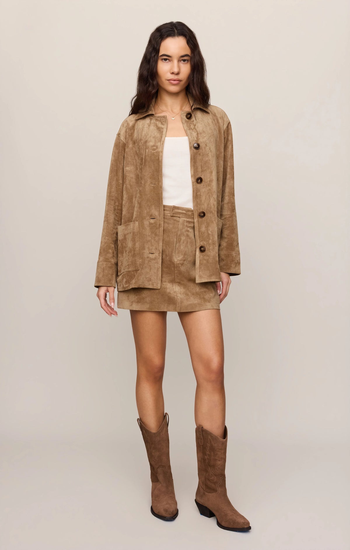 PALMER FAUX SUEDE MINI SKIRT