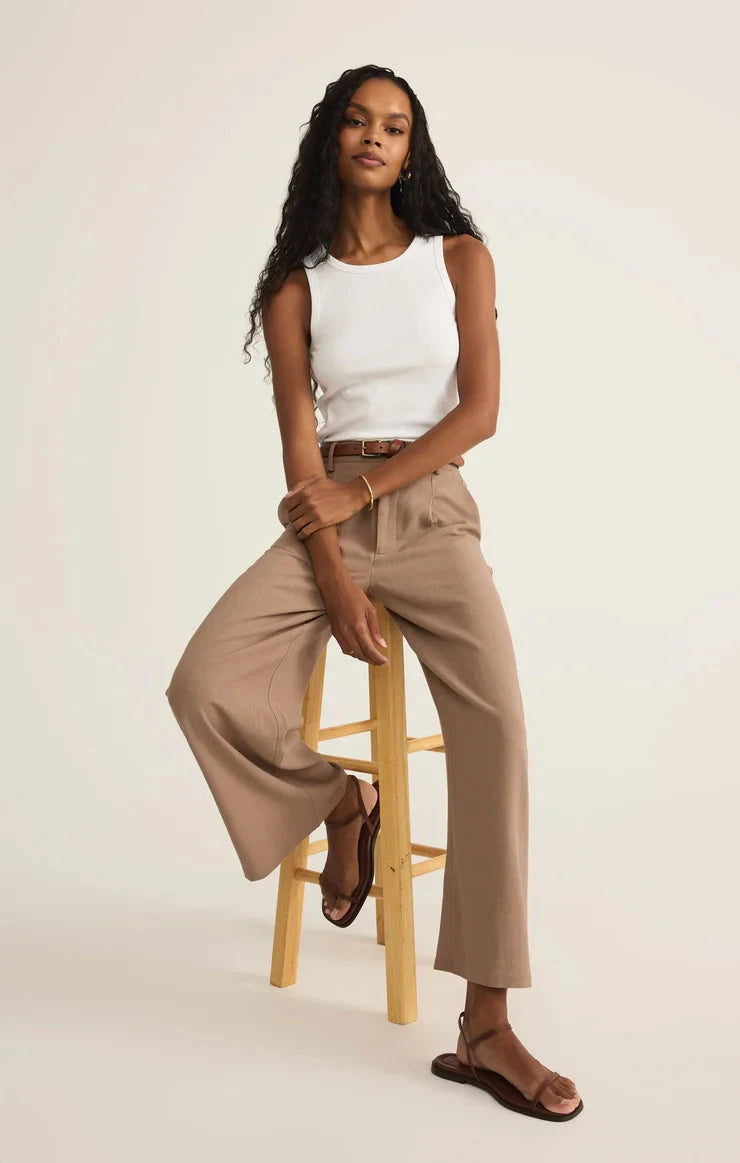 casual brown wide leg pants, modern neutral style, everyday flowy pants