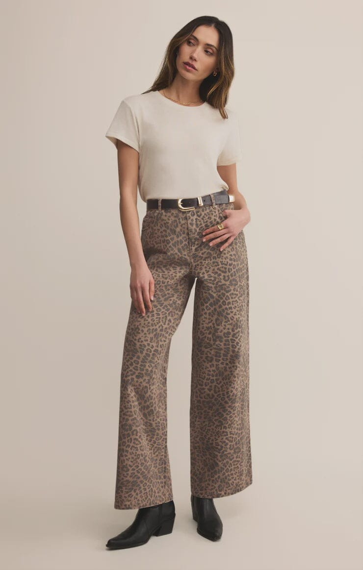 MARLI DENIM LEOPARD PANT, z supply, leopard print jeans, animal print pants