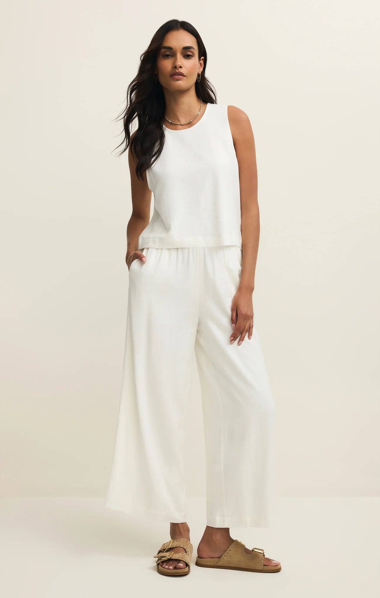  linen blend pants women, white resort wear, vacation outfits women, relaxed fit linen pants