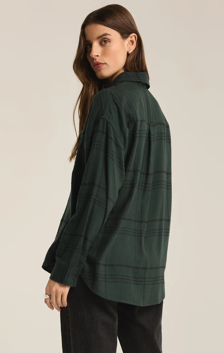 RIVER PLAID BUTTON DOWN Top z supply 