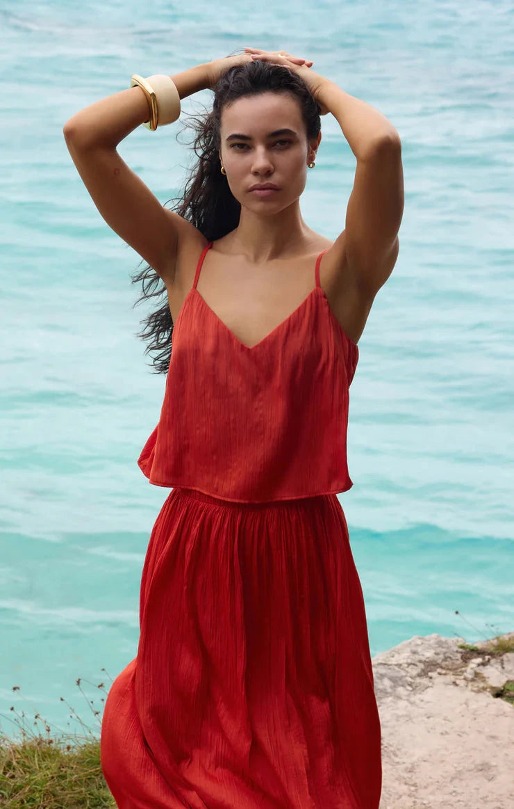 red satin tank