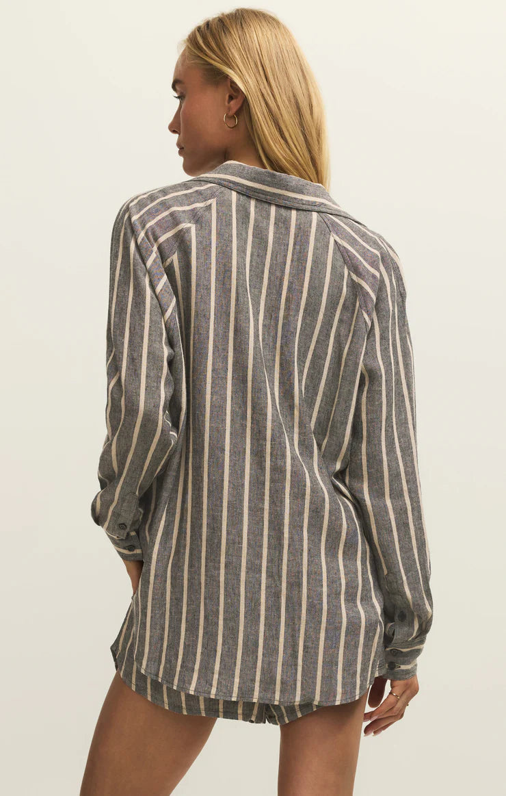 linen shirt women summer outfit, breathable summer blouse women, womens everyday linen blouse, linen blouse vacation outfit women, womens striped linen button up