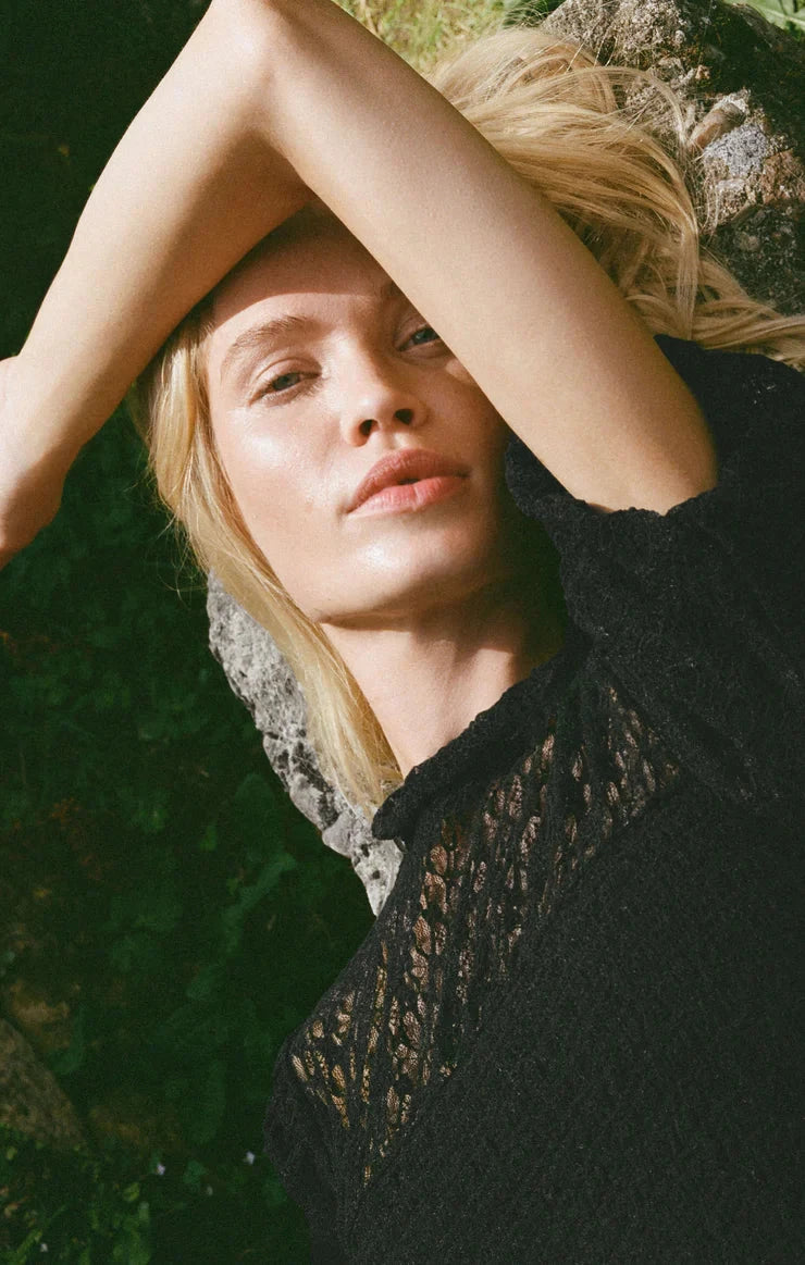 women’s lace going out top, textured lace shirt